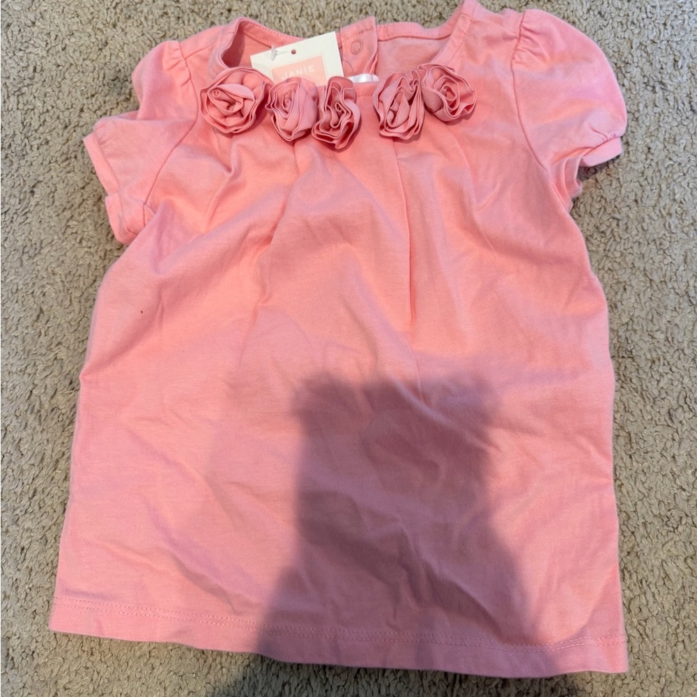 Janie and Jack Pink Rosette Short Sleeve Tee